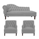Ver imagem 1 de Divã Cancun 185cm Direito +2 Poltronas Genesis Cinza