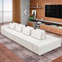 Ver imagem 2 de Sofá Ilha e Puff Sala Living 505cm Siesta M22 Boucle Bege Claro - Mpozenato