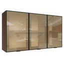 Ver imagem 1 de Kit 2 Armários Aéreos de Cozinha 3 Portas 120 cm Rustic/Preto Vidro Reflecta Bronze Vinil Madesa