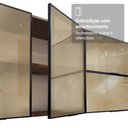 Ver mais imagens de Kit 2 Armários Aéreos de Cozinha 3 Portas 120 cm Rustic/Preto Vidro Reflecta Bronze Vinil Madesa