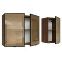 Ver imagem 5 de Kit 2 Armários Aéreos de Cozinha 3 Portas 120 cm Rustic/Preto Vidro Reflecta Bronze Vinil Madesa