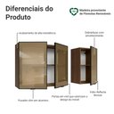 Ver imagem 3 de Kit 2 Armários Aéreos de Cozinha 3 Portas 120 cm Rustic/Preto Vidro Reflecta Bronze Vinil Madesa