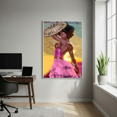 Quadro Decorativo Oxum - Orixá da Sensualidade - 70x50cm:moldura Branca