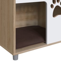Mesa de Cabeceira Casinha para Pet 54cm com Almofada Aveiro Oak/branco Pet002 Completa Móveis - 3
