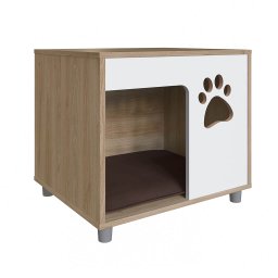 Mesa de Cabeceira Casinha para Pet 54cm com Almofada Aveiro Oak/branco Pet002 Completa Móveis - 5