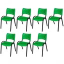Ver imagem 1 de Cadeira Iso Base Preto Escola, Escritório Verde Kit 7 Un
