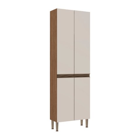 Armário Paneleiro com 4 Portas para Cozinha Conecta 70x222cm Off White Ebano Genialflex