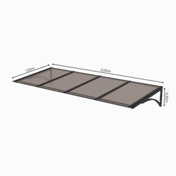 Toldo Fixo Policarbonato Alveolar Bronze - 2,00m X 1,50m - Estrutura Preta - 3