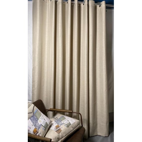 Cortina no Tecido Linho Flamê Bege com Forro Microfibra Bege - 1,80l X 2,60a