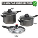 Ver imagem 3 de Jogo Panelas de Pressão 2 em 1 Fechamento Externo e Tampa de Vidro + 02 Descansos Quadrados Madeira