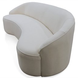 Sofá Curvo Montserrat 210cm 3 Lugares Linho Sintético Cru - Nexta Casa - 6