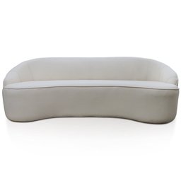 Sofá Curvo Montserrat 210cm 3 Lugares Linho Sintético Cru - Nexta Casa - 7