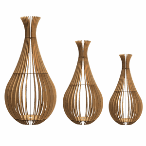 Abajur Grande de Chão GOTAS DE ORVALHO MDF Luminária -:MDF CRU/Kit com 3 - 90x40cm, 75x40cm e 60x30c