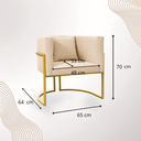 Ver imagem 3 de Poltrona Design Base Dourada Luxo Moderna Sala Luna Suede:suede Bege