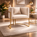 Ver imagem 1 de Poltrona Design Base Dourada Luxo Moderna Sala Luna Suede:suede Bege