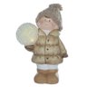 Criança Cerâmica Segurando Bola de Neve C/led Bege 15,5cm - 1