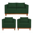 Ver imagem 1 de Kit Sofá 3 Lugares e 2 Poltronas Europa 180 cm Estilo Conforto e Elegância Suede Verde - ADJ Decor