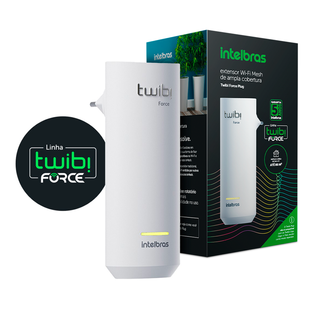 Roteador Mesh Repetidor Extensor De Sinal Wifi Twibi Force Plug Intelbras Dual Band 2,4GHz E 5GHz Am - 1