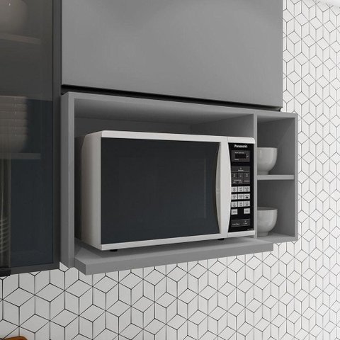 Armário de Cozinha Micro-ondas Ketlin Henn Cinza