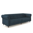 Ver imagem 2 de Sofá Living Sala de Estar Stanford Chesterfield 3 Lugares 260cm Pés de Madeira Couro Azul Marinho G5