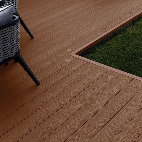 Deck Área Externa em Wpc Cor Teca 290cm X 15cm Rm Decor