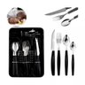 Conjunto Jantar Kit Talher Garfo Colher e Colher de Sobremesa Cor Preta - 1