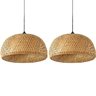 2 Pendente Bambu Fibra Natural Artesanal 45 Cm Palha Nat23 - 1