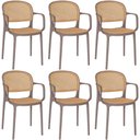 Ver imagem 1 de Kit 6 Cadeiras de Jantar Roma Prática com Braços para Sala e Cozinha - Marrom Claro