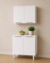 Ver imagem 2 de Kit Cozinha 2 Peças Balcão + Armário Aéreo 80 cm Branco