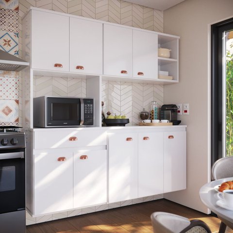 Kit Cozinha Atenas 9 Portas Armário Aéreo Torre Balcão