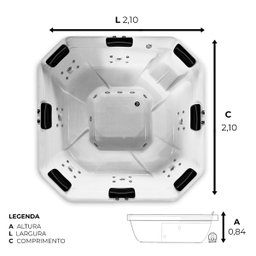 Spa Quadrado Turqueza Padrão com Hidro em Acrílico - 220v - 2