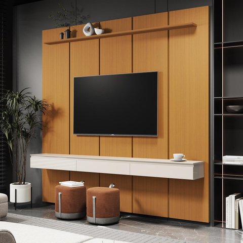 Painel para TV até 75 Polegadas MDF 225CMX216CM 3 Gavetas Estone 2.25