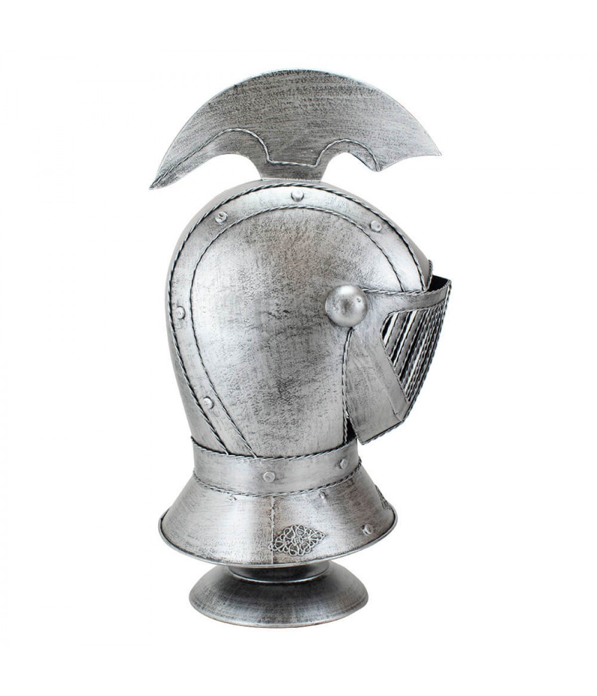 Enfeite Capacete Cavaleiro Medieval Prateado 47x25x22cm - 2