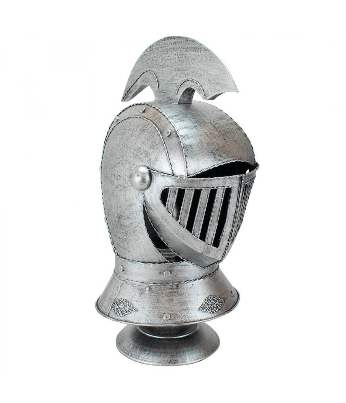 Enfeite Capacete Cavaleiro Medieval Prateado 47x25x22cm - 4