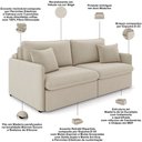 Ver imagem 4 de Sofá Cama Retrátil para Sala de Estar 194cm Una K01 Veludo Bege - Lyam Decor