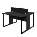 Ver imagem 2 de Plataforma Dupla 1,20 m X 1,20 m com Divisória e Caixas de Tomadas Pés Metal F5 Office Cor:Preto