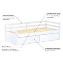 Ver imagem 4 de Cama Solteiro Eco com 02 Gavetas Madeira Maciça Branco Mobilistore