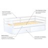 Cama Solteiro Eco com 02 Gavetas Madeira Maciça Branco Mobilistore - 4
