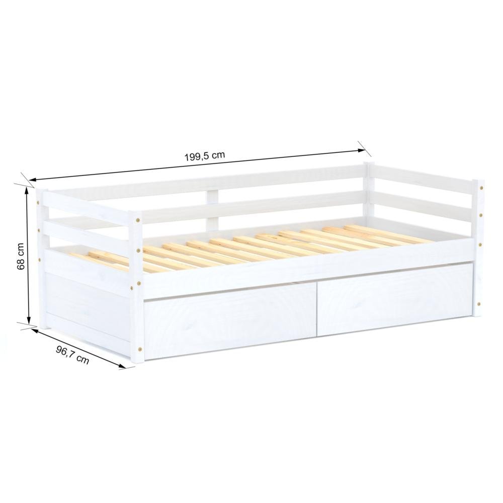 Cama Solteiro Eco com 02 Gavetas Madeira Maciça Branco Mobilistore - 3