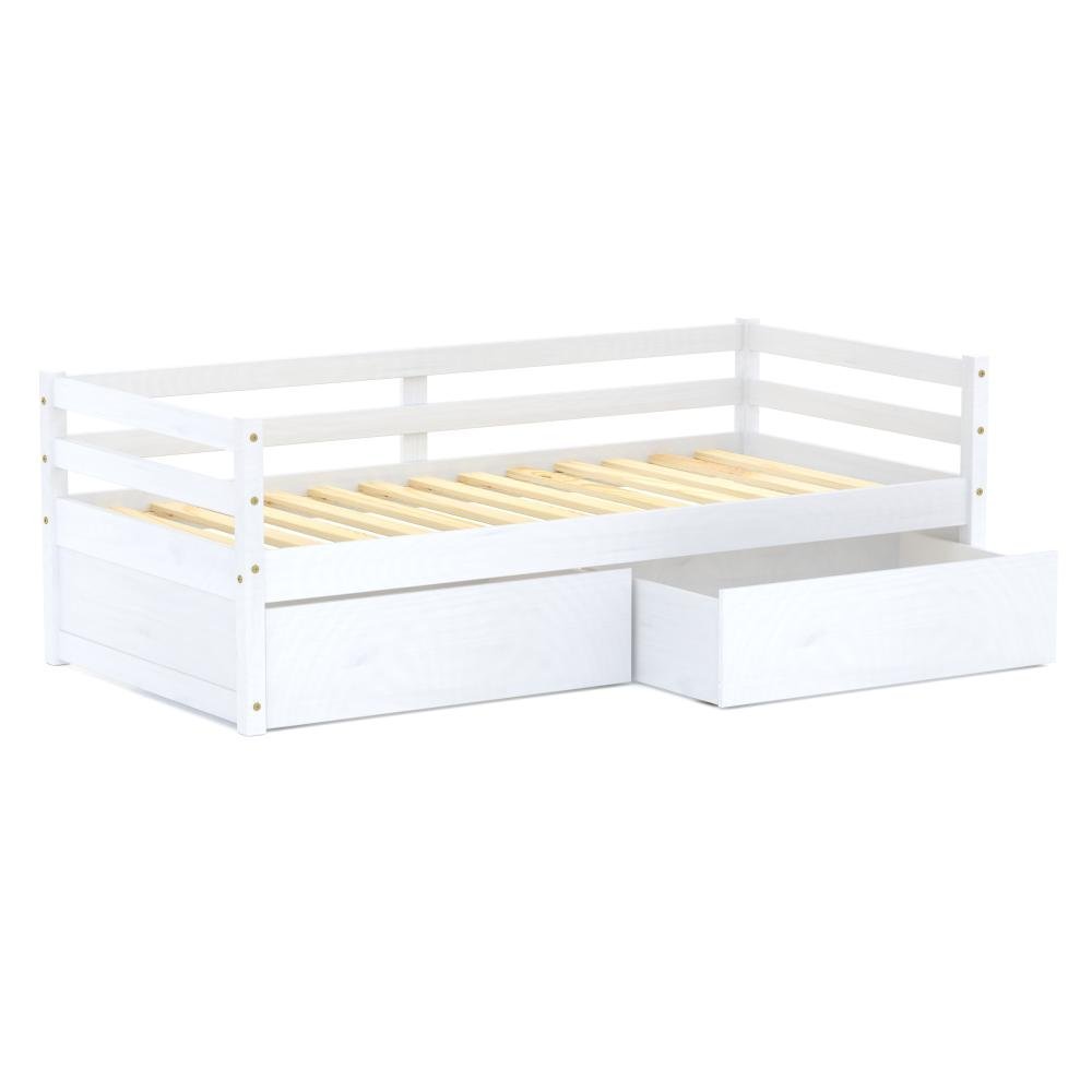 Cama Solteiro Eco com 02 Gavetas Madeira Maciça Branco Mobilistore - 2