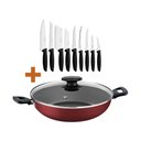 Ver imagem 1 de KIT - Panela Wok Alumínio 28Cm Loreto Vermelho + 1 Conjunto Facas 9pç - Tramontina