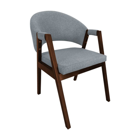 Cadeira de Jantar Madeira Maciça Helen Estofado Linho Cinza Cor do Assento:cinza Linho;cor da Estrut