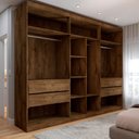 Ver imagem 3 de Guarda-roupa Casal Madalena 6 Portas 4 Gavetas 100% Mdf com Espelho - Panorama Móveis