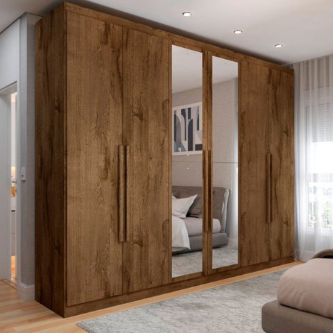 Guarda-roupa Casal Madalena 6 Portas 4 Gavetas 100% Mdf com Espelho - Panorama Móveis