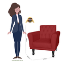 Ver imagem 5 de Conjunto 2 Poltronas Estofadas Para Consultório Classic Corano Vermelho - LM DECOR