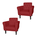 Ver imagem 1 de Conjunto 2 Poltronas Estofadas Para Consultório Classic Corano Vermelho - LM DECOR