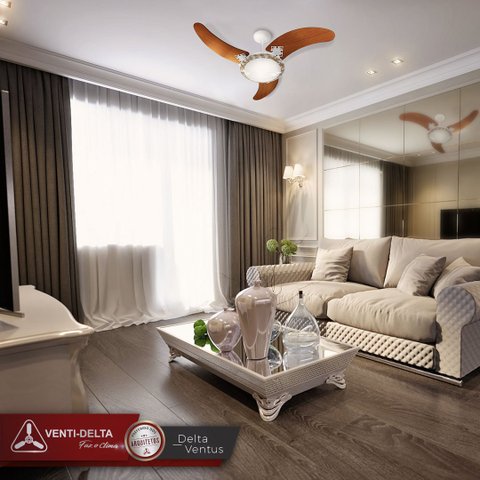 Ventilador de Teto Venti-delta Delta Ventus com 3 Pás Branco/mogno 127v