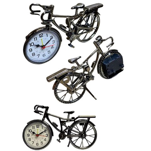 Relógio de Mesa Bicicleta Retro Decorativa em Aço Inoxidavel