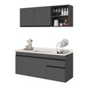 Ver imagem 2 de Armário Cozinha Modulada Compacta Suspensa com Pia 150cm Milano Multimóveis MCR2481 Grafite/Creme