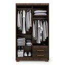 Ver imagem 2 de Guarda Roupa Roupeiro de Solteiro Marrom com 4 Portas 2 Gavetas Armário para Quarto Multiuso Pry 1,8